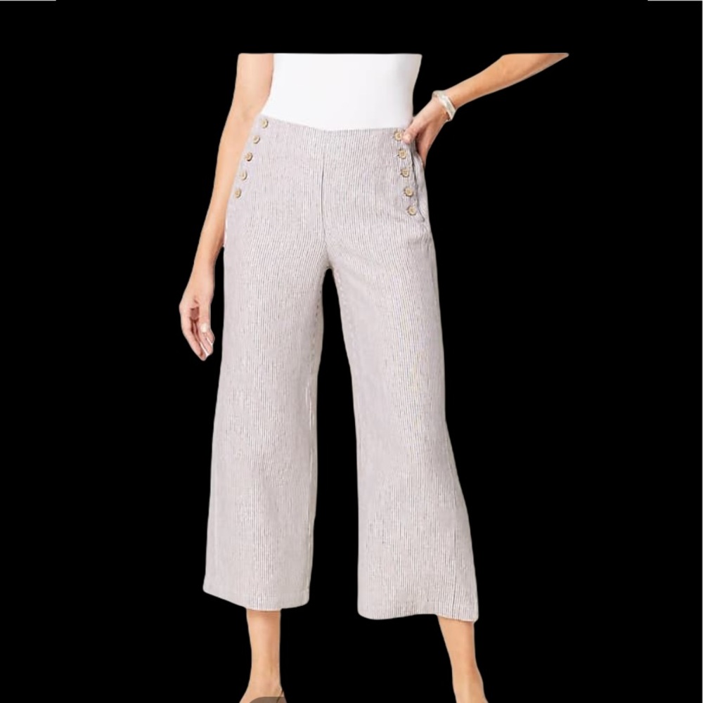 NEW J.JILL Linen Full-Leg Sailor Crops